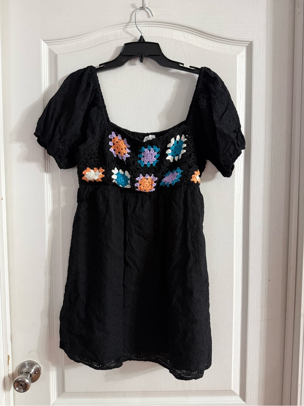 Lelis Women’s Black Crochet Accent Boho Dress Sz M. SP-99
